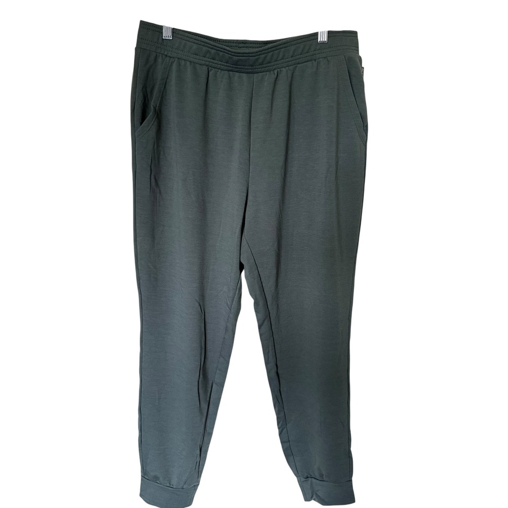 Eddie Bauer Jogger Pants Women XL Green New Tapered Elastic Waist Jersey Knit